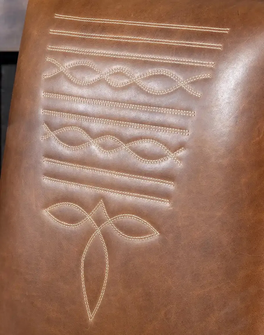 Boot Stitch Saddle Tan Leather Dining Chair