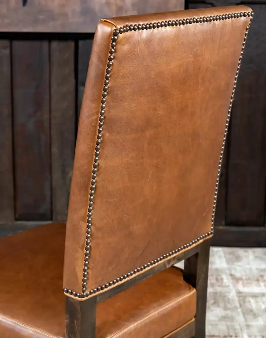Boot Stitch Saddle Tan Leather Dining Chair
