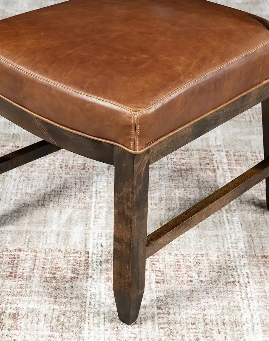 Boot Stitch Saddle Tan Leather Dining Chair