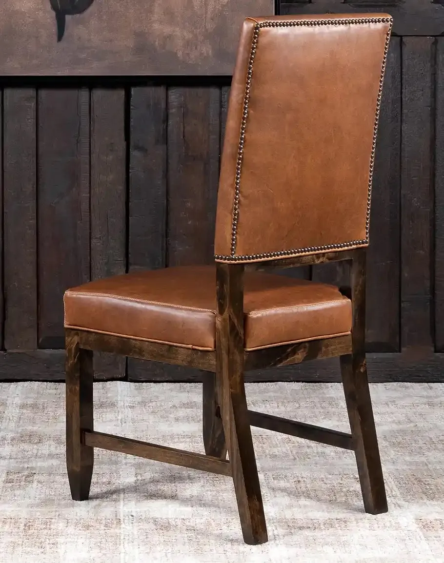 Boot Stitch Saddle Tan Leather Dining Chair