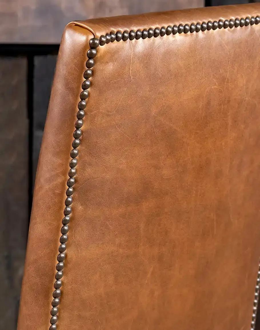 Boot Stitch Saddle Tan Leather Dining Chair