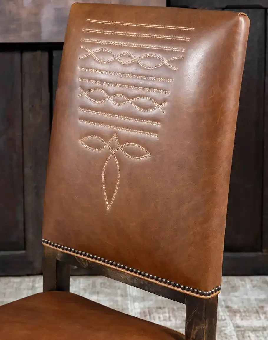 Boot Stitch Saddle Tan Leather Dining Chair