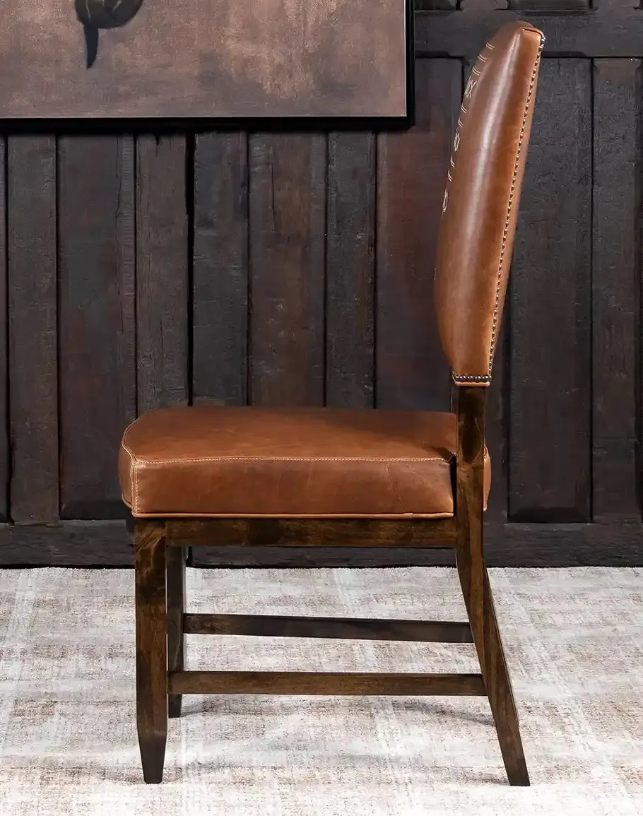 Boot Stitch Saddle Tan Leather Dining Chair