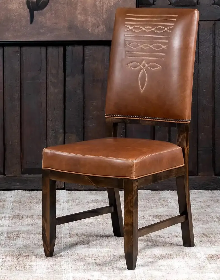 Boot Stitch Saddle Tan Leather Dining Chair