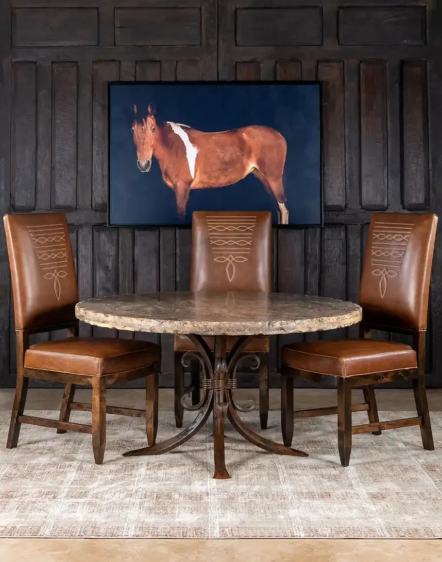 Boot Stitch Saddle Tan Leather Dining Chair