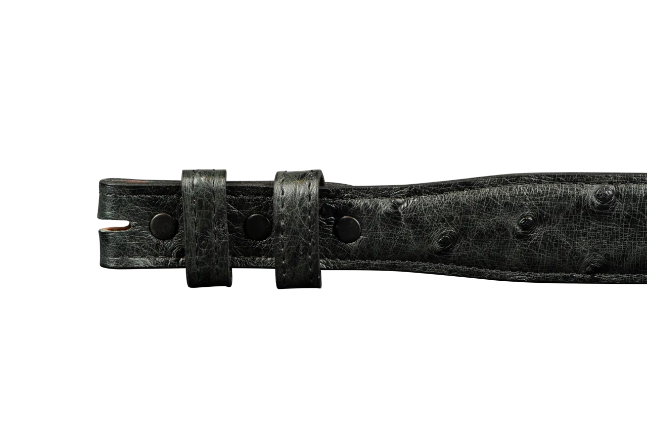 Chacon 1.25" Full-Quill Ostrich Tapered Belt Strap