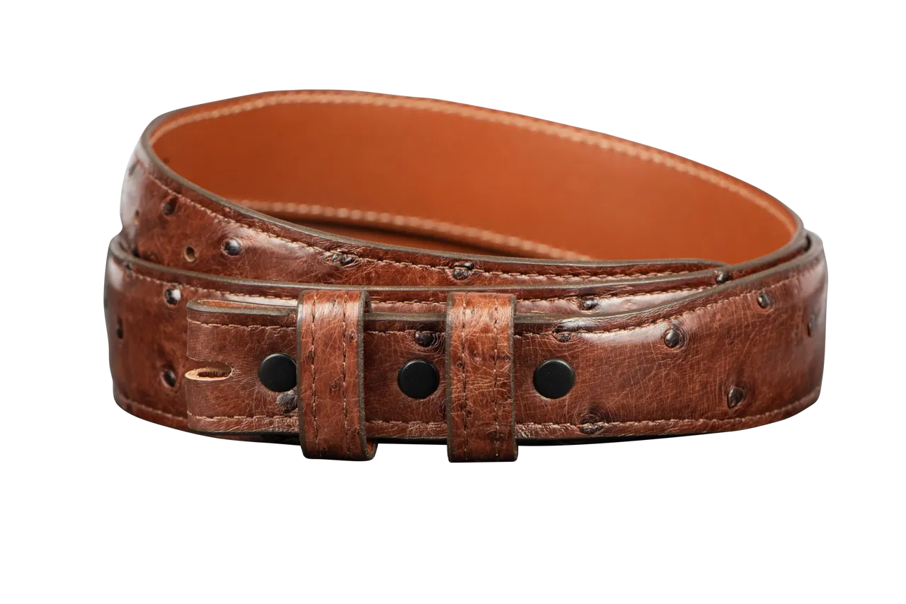 Chacon 1.25" Full-Quill Ostrich Tapered Belt Strap