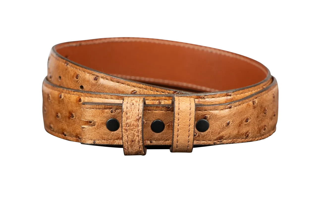 Chacon 1.25" Full-Quill Ostrich Tapered Belt Strap