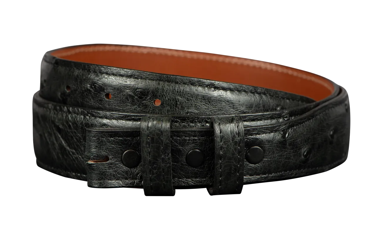 Chacon 1.25" Full-Quill Ostrich Tapered Belt Strap