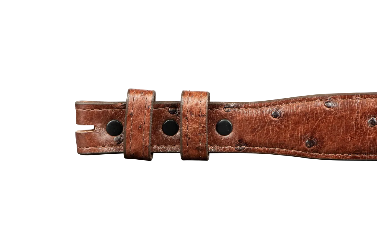 Chacon 1.25" Full-Quill Ostrich Tapered Belt Strap