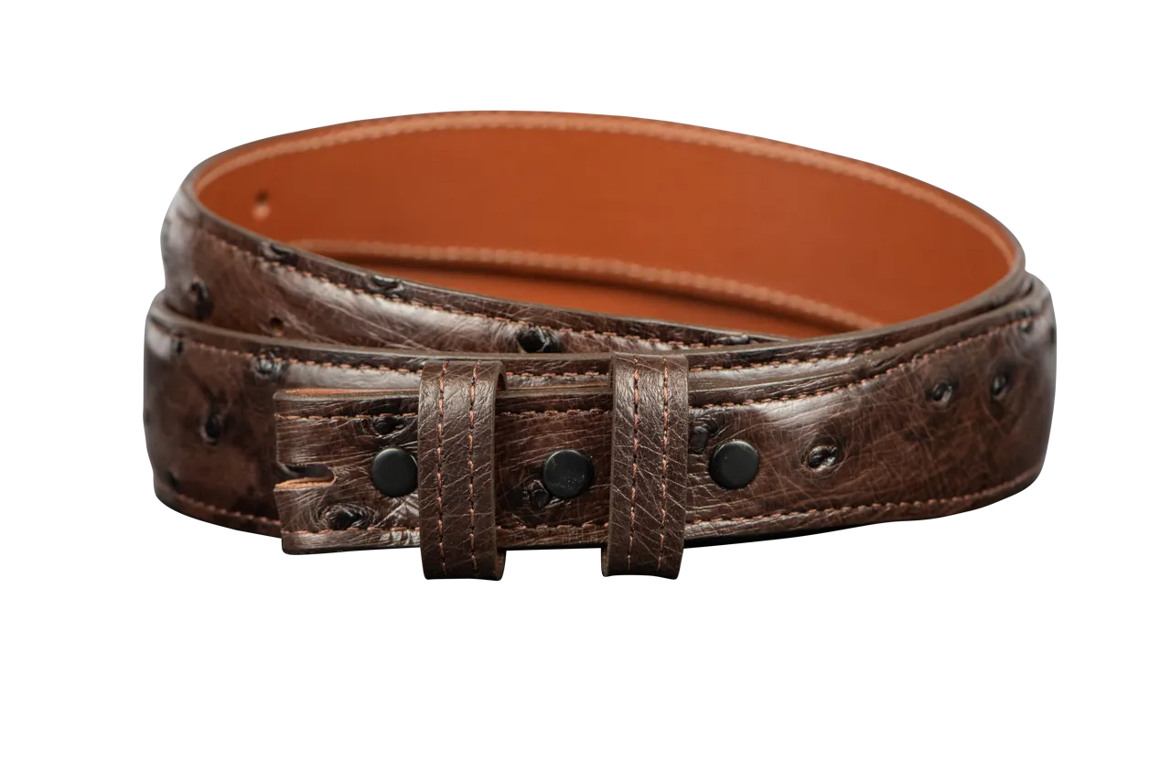 Chacon 1.25" Full-Quill Ostrich Tapered Belt Strap