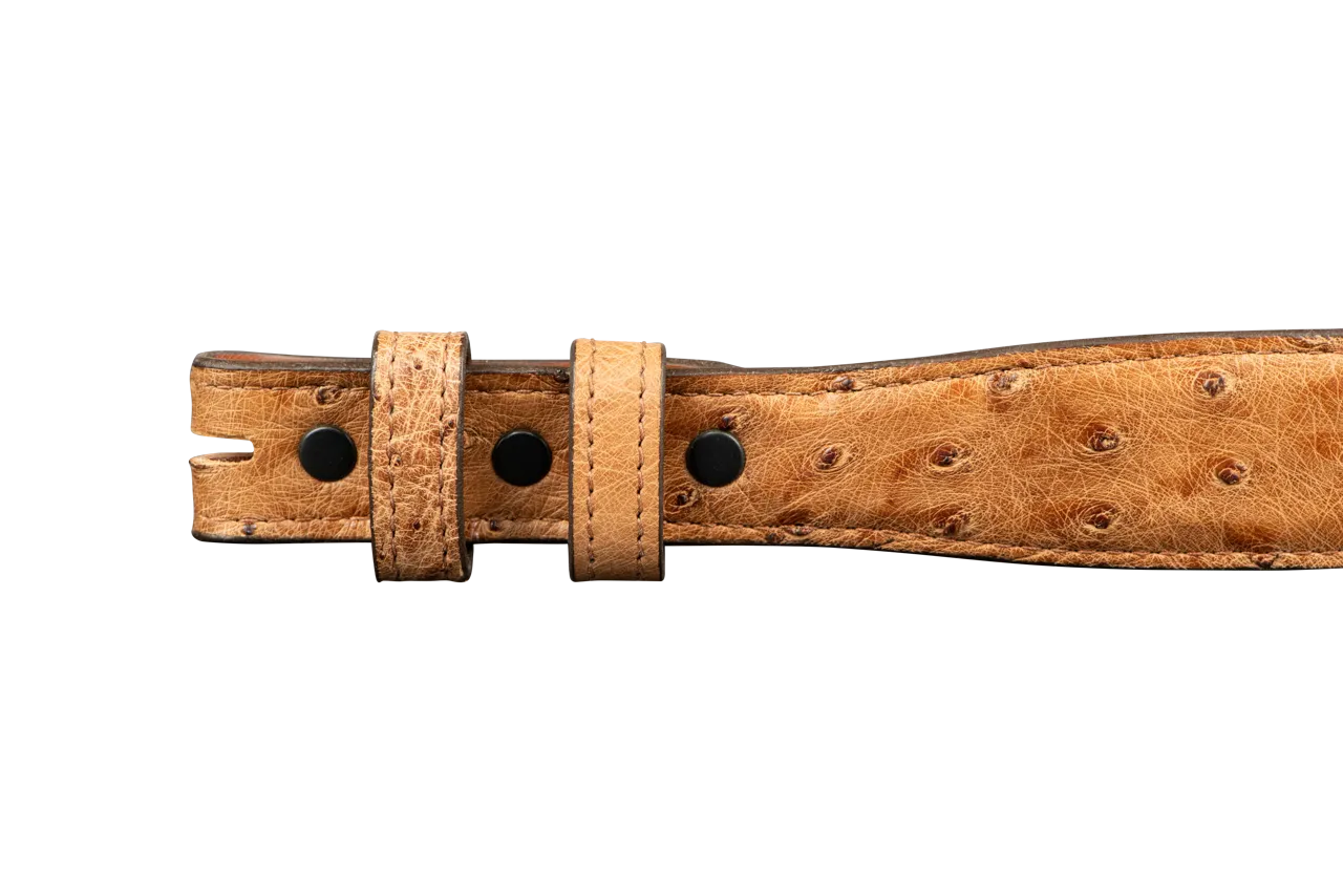 Chacon 1.25" Full-Quill Ostrich Tapered Belt Strap
