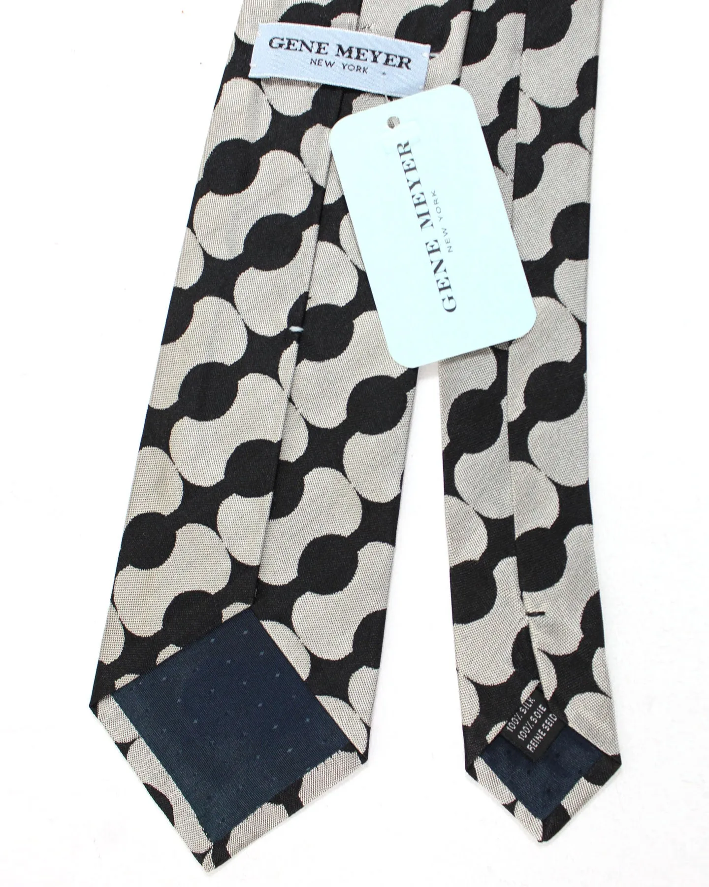 Handmade in Italy: Gene Meyer Geometric Silk Tie in Gray and Black