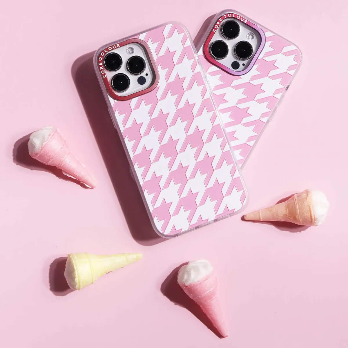 iPhone 12 Pro Max Pink Houndstooth Phone Case Magsafe Compatible