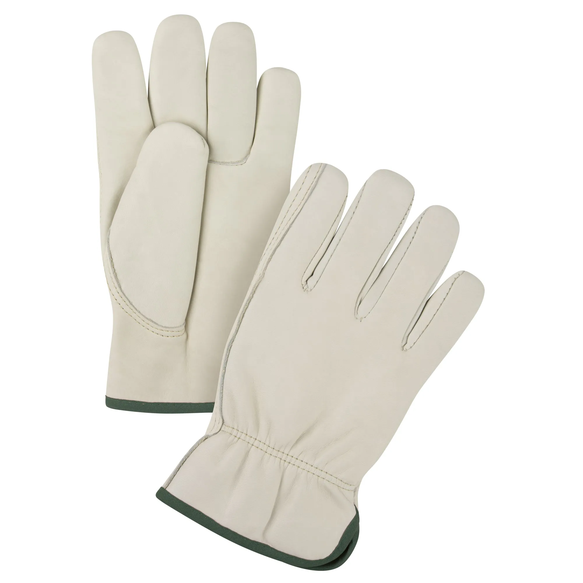 Premium Driver's Work Gloves, Cowhide Leather Palm (12/Pack)