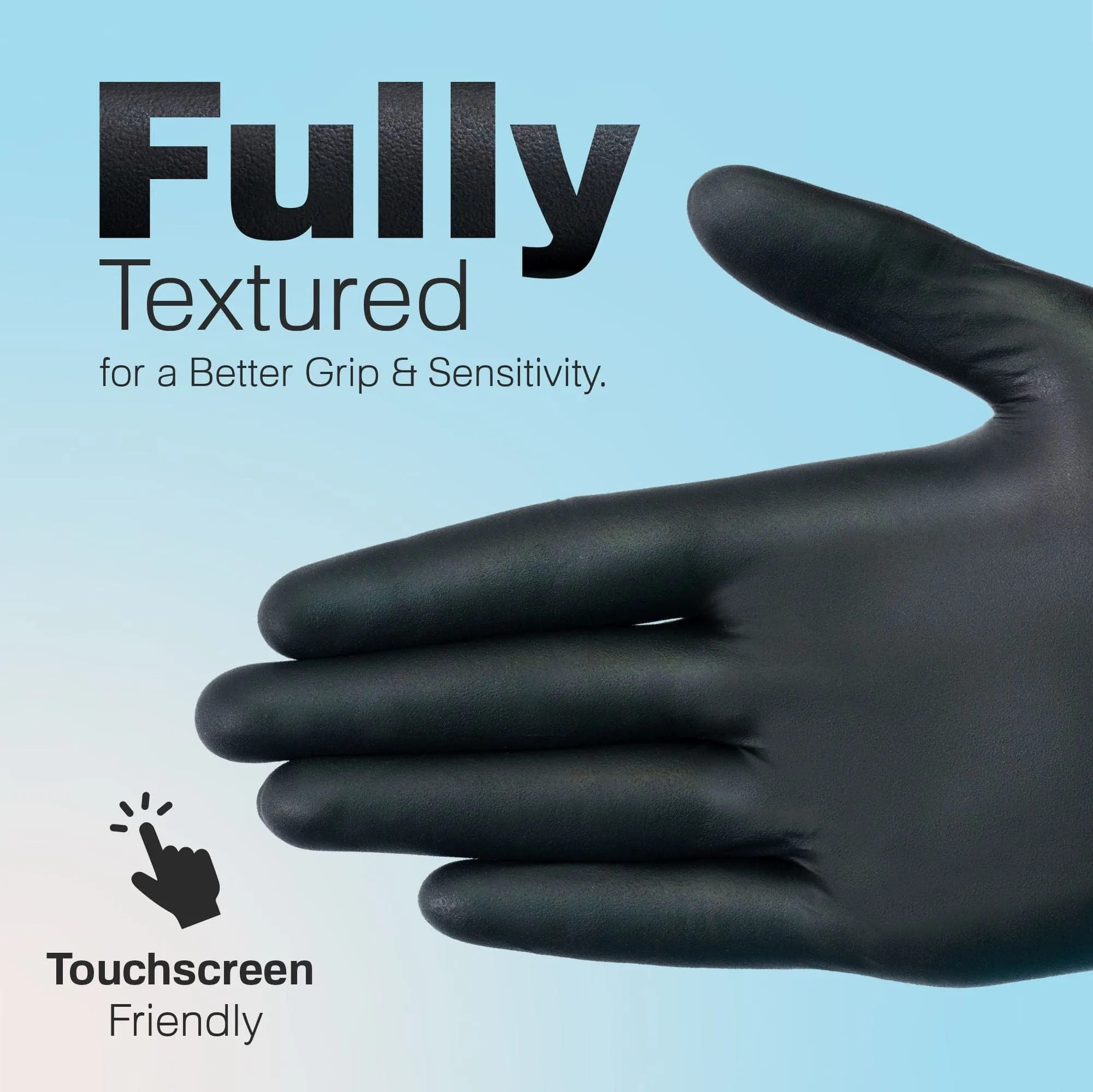 Raxwell Gloves Black 5.5 mil Nitrile Exam Gloves, Case of 1000 Box - RXF2024BK