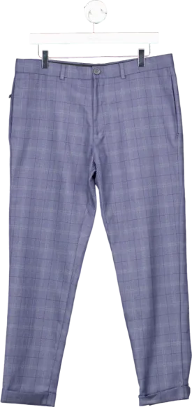 River Island Blue Checked Trousers UK 34R