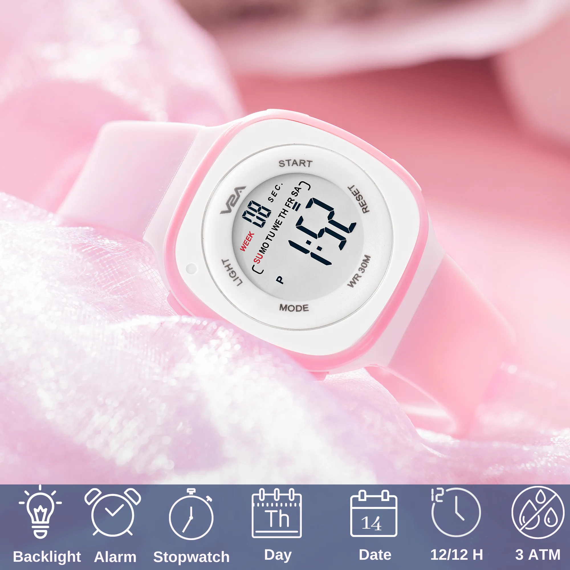 V2A Digital Watch for Girls – Kids Between 4 to 14 Years of Age Multi-Functional 30 M Waterproof Digital Sports Watches for Girls | Digital Watch for Girls Age 4 5 6 7 8 9